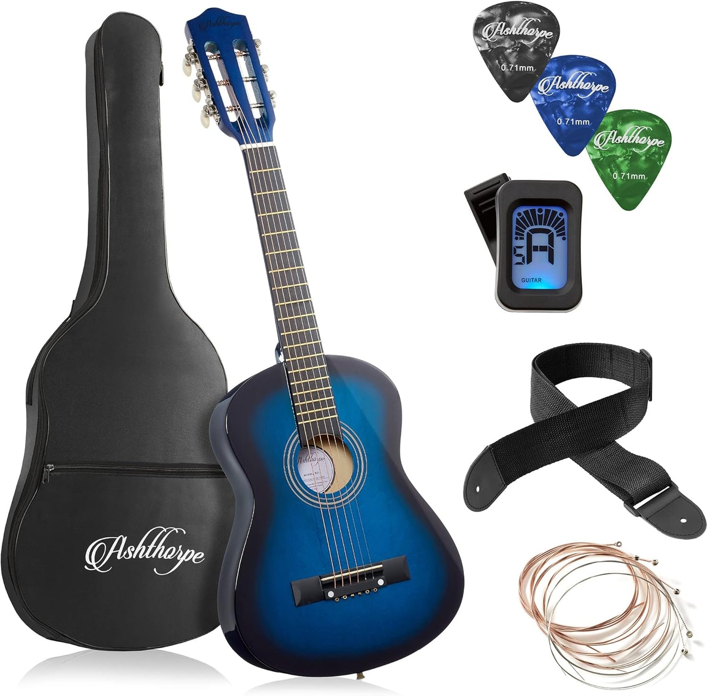 Ashthorpe 30 Acoustic Guitar Kit: Ideal for Beginners