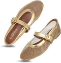 Womens Mesh Ballet Flats Fishnet Mary Jane Flats for Style
