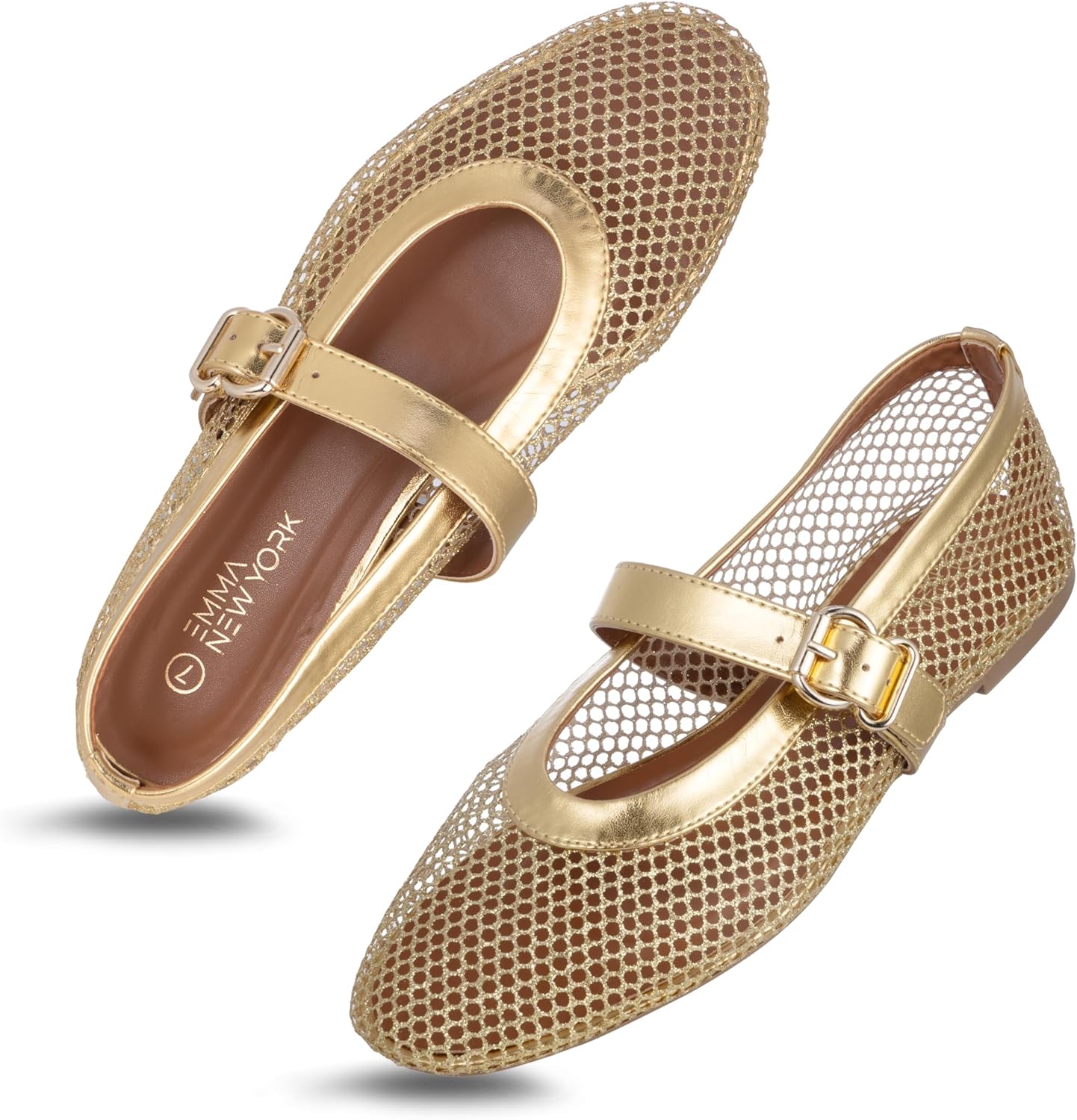 Womens Mesh Ballet Flats Fishnet Mary Jane Flats for Style