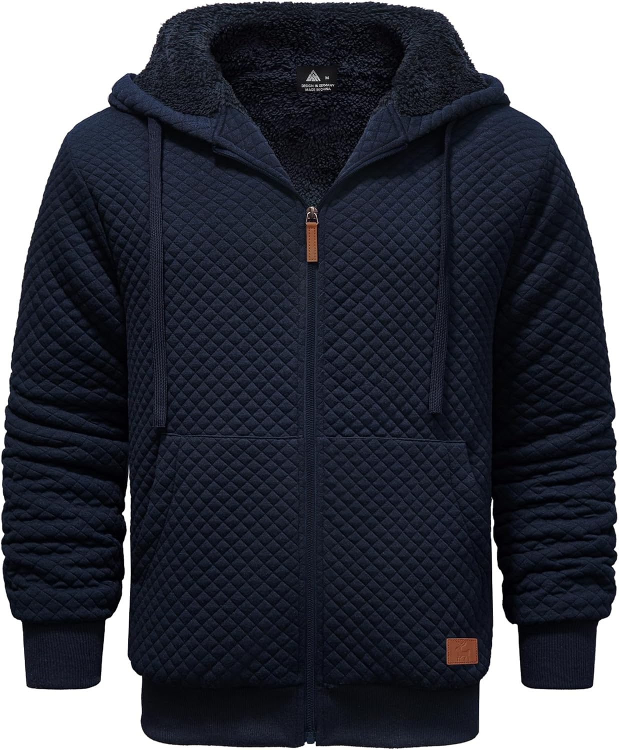 ZITY Men's Zip Up Hoodie Sherpa Lined Heavyweight Jacket