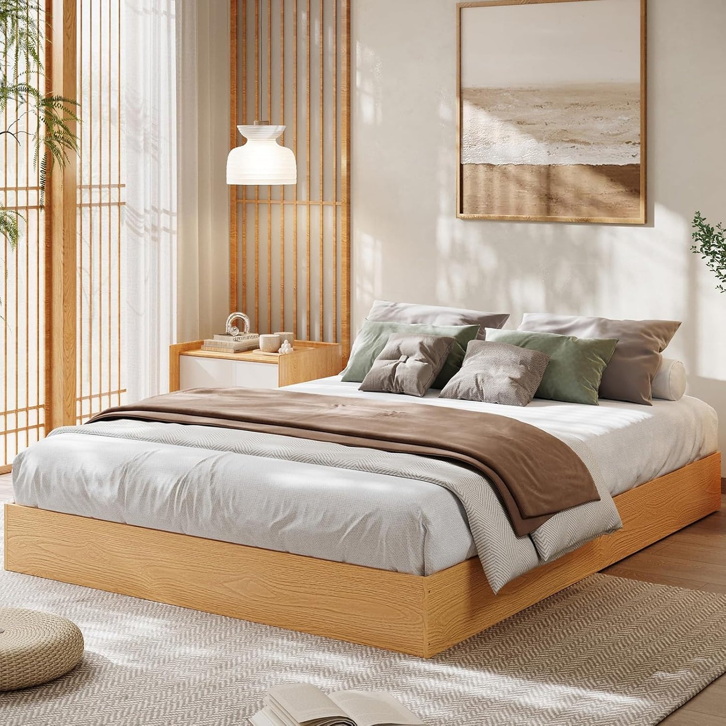GarveeHome Full Size Wooden Platform Bed Frame for Modern Spaces