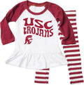Infant Girls Ruffle Raglan Set - 100% Cotton NCAA Fan Wear