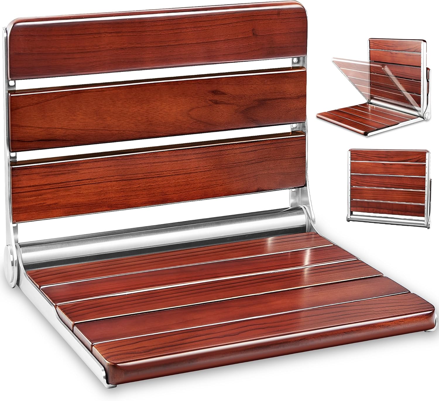 Upgraded 20in Folding Teak Shower Seat for Stylish Bathrooms