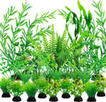 Green Aquarium Plants 25pc Set - Realistic Plastic Fish Tank Decor