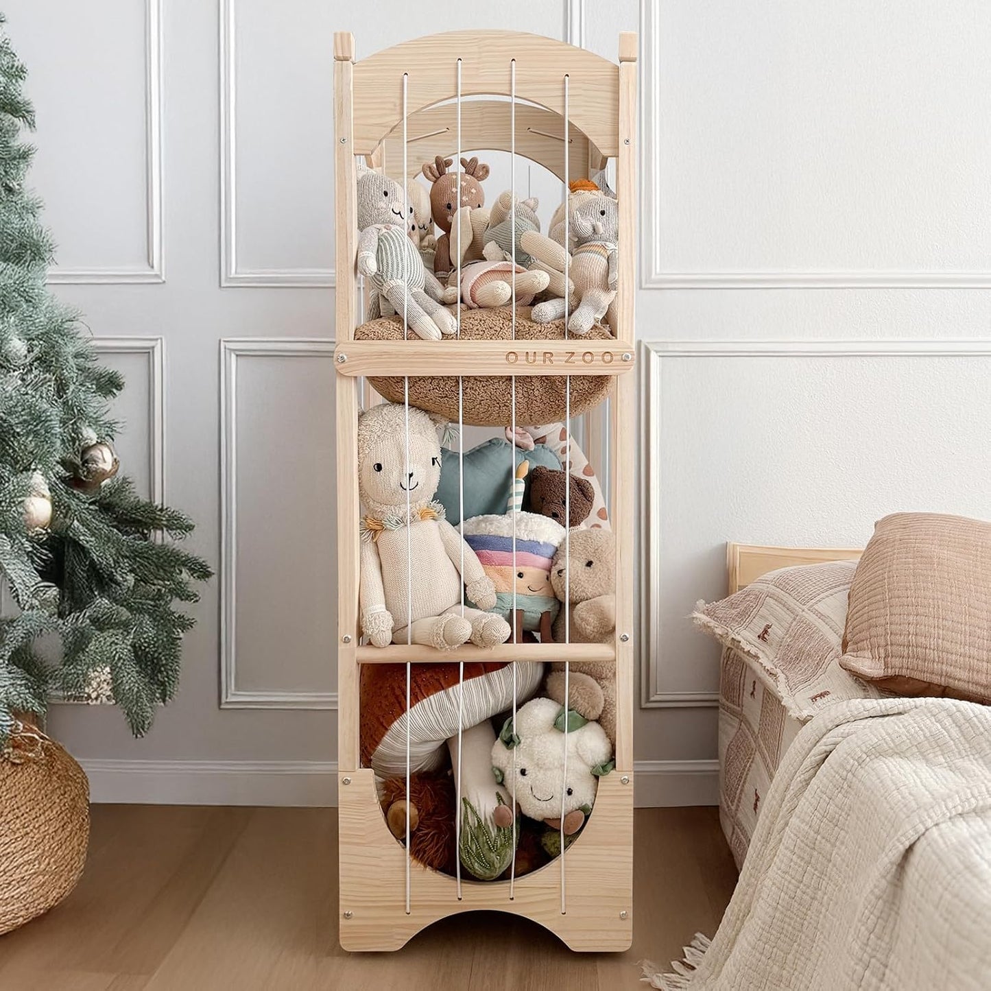 Fodoss Stuffed Animal Storage Organizer with 360 Wheels for Kids
