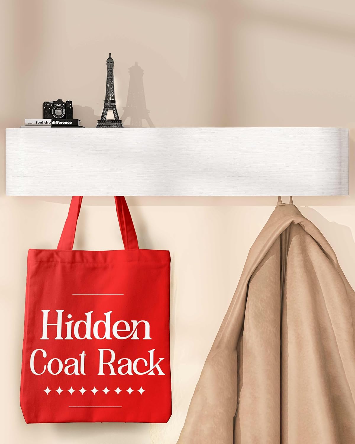 Modern Wall Mounted Coat Rack with Shelf for Home Decor