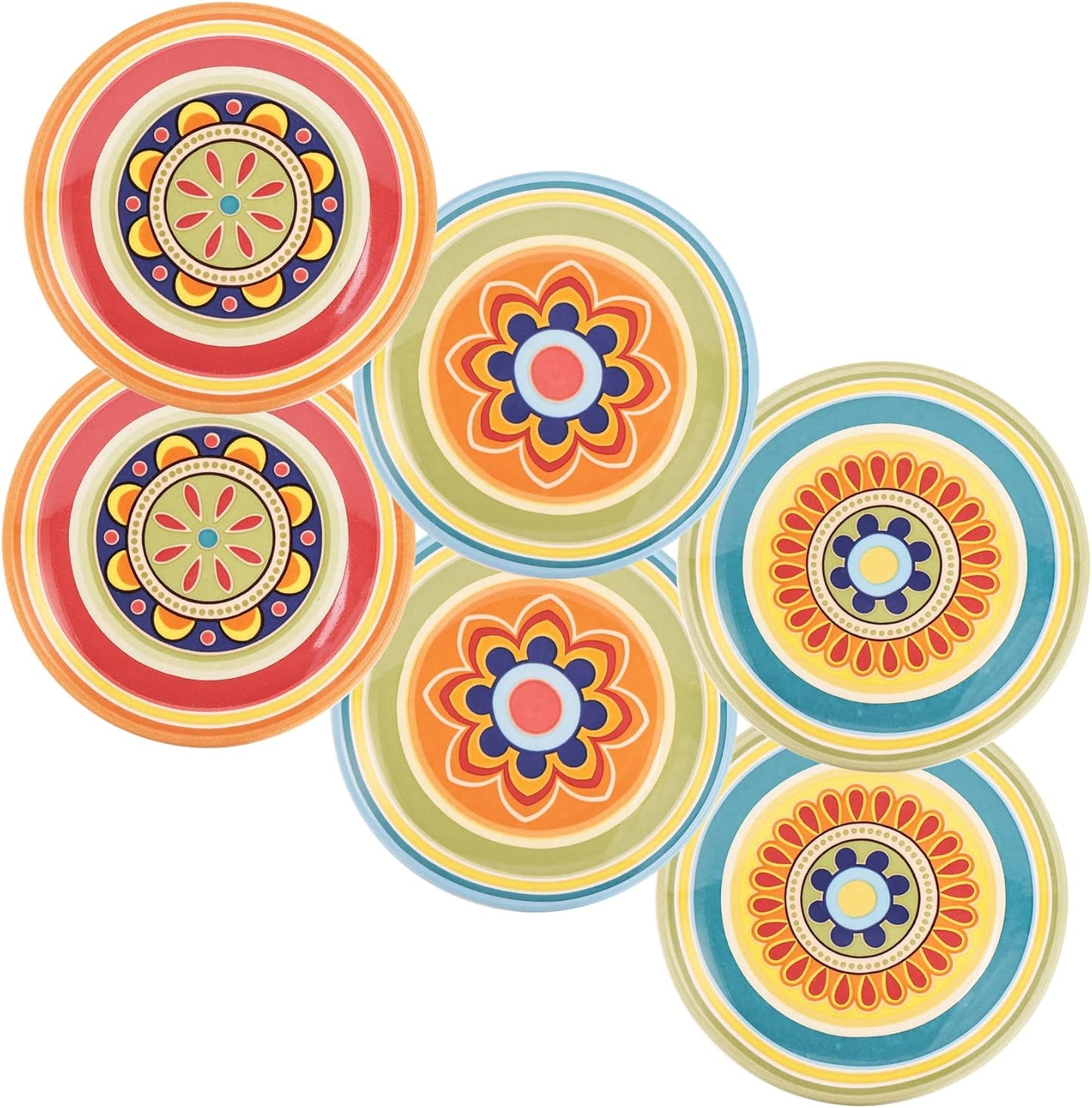 Bico Tunisian Pattern Appetizer Plates Set of 6 for Snacks