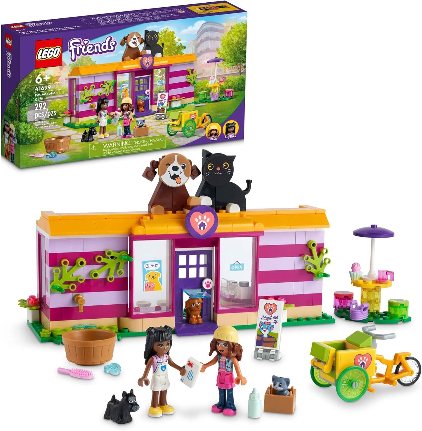 LEGO Friends Pet Adoption Cafe 41699 - Fun Animal Rescue Set
