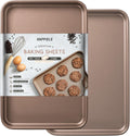 Nonstick 9x13 inch Quarter Baking Sheet Set of 2 - Durable Non Toxic