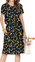 Simier Fariry Womens Summer Hide Belly Knee Length Travel Dress Free