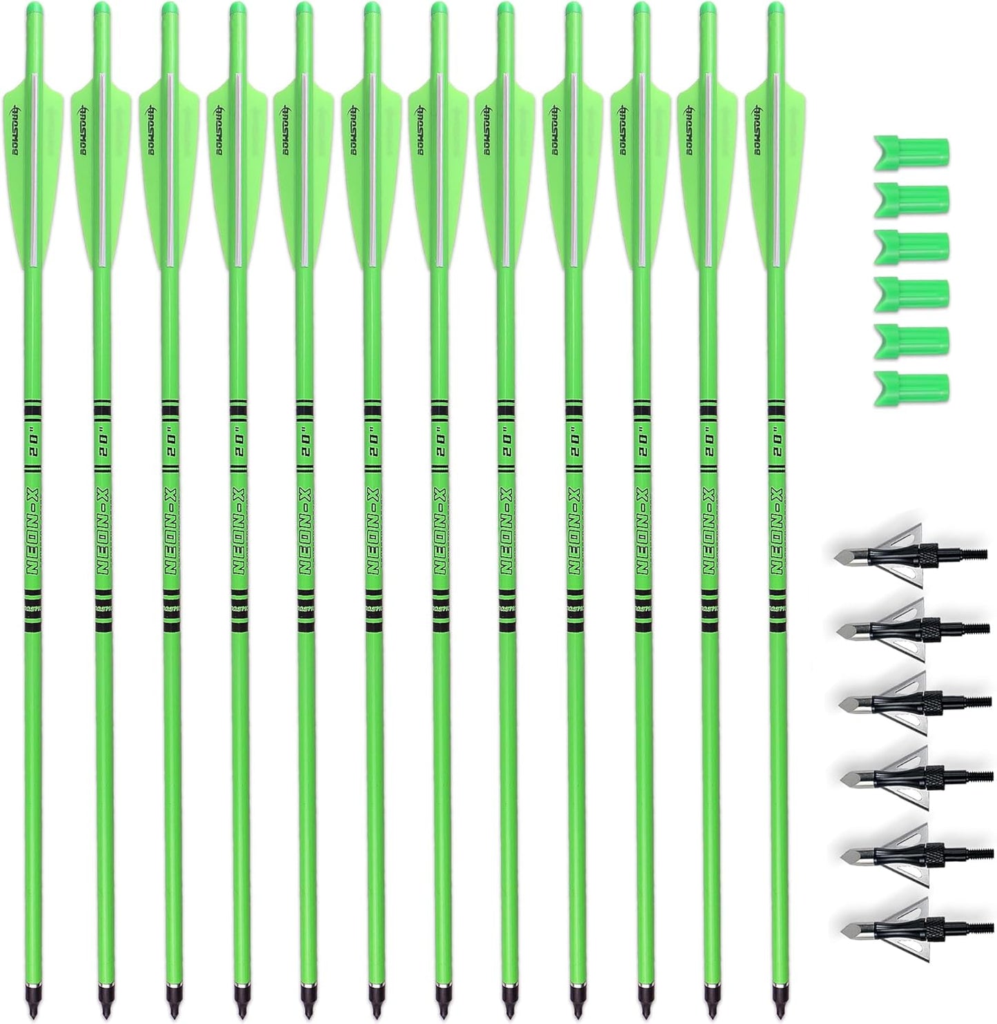 20in Fluorescent Carbon Crossbow Bolts for Hunting Arrows