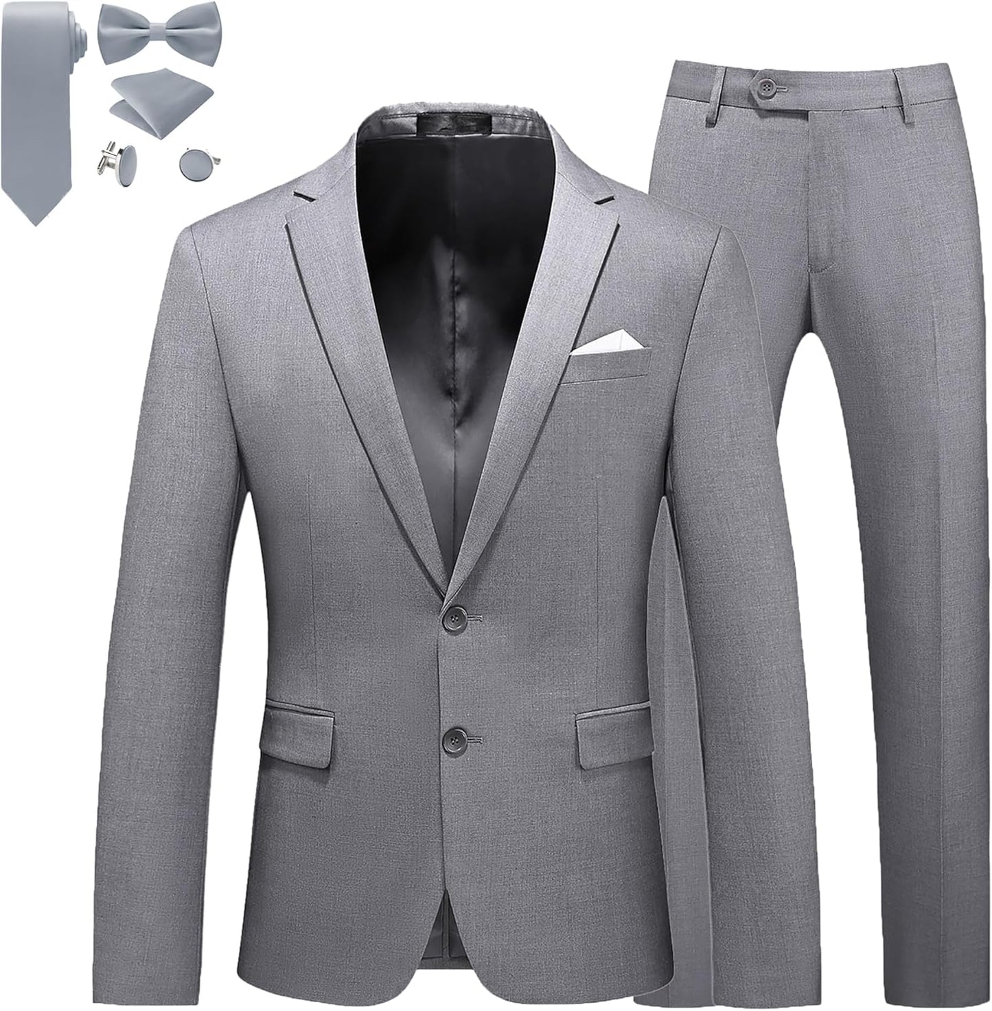 MOGU Mens Slim Fit Suit Tuxedo for Prom Business Wedding Dance