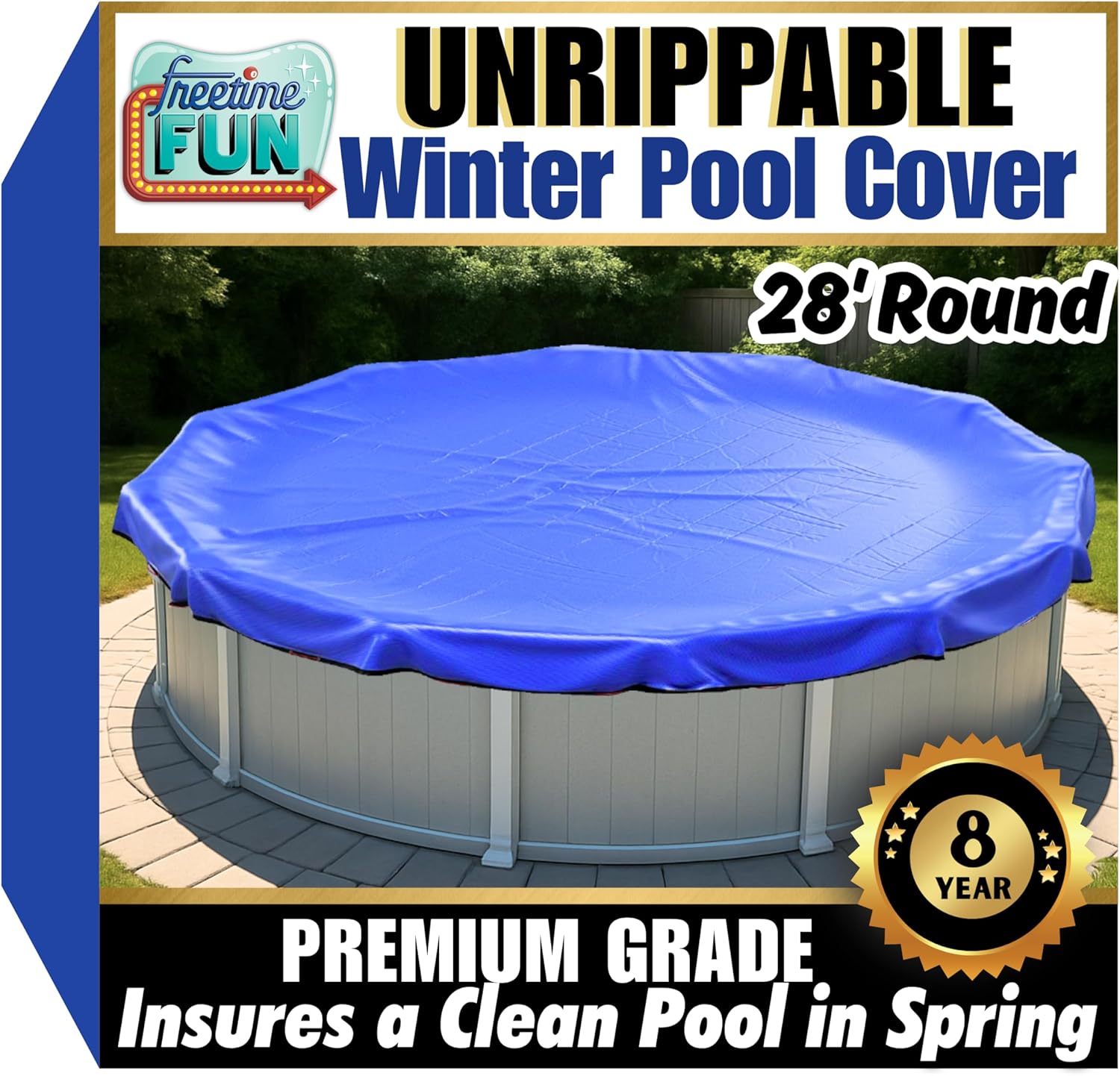 Unrippable Winter Pool Cover 28ft Round for Above Ground Pools