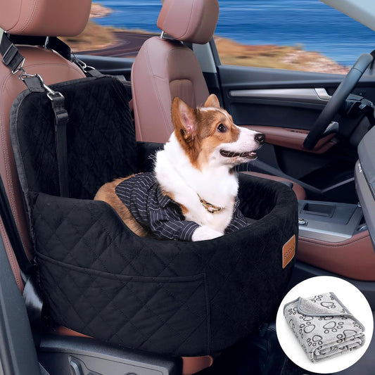 Memory Foam Dog Car Seat | Fits Small-Medium Dogs | Washable & Detachable | Storage Bag Included