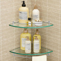 Glass Corner Shelf for Bathroom Corner Shelf 2 Pack - Durable Tempered
