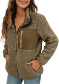 VVK Women's Faux Shearling Shaggy Full Zip Coat - Cozy Patchwork