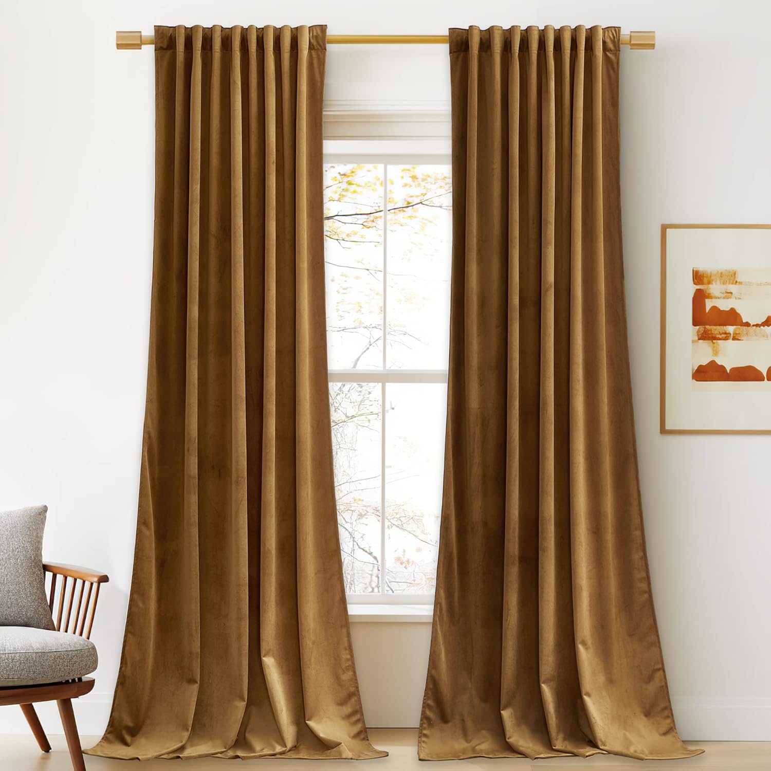 StangH Luxe Gold Brown Blackout Curtains