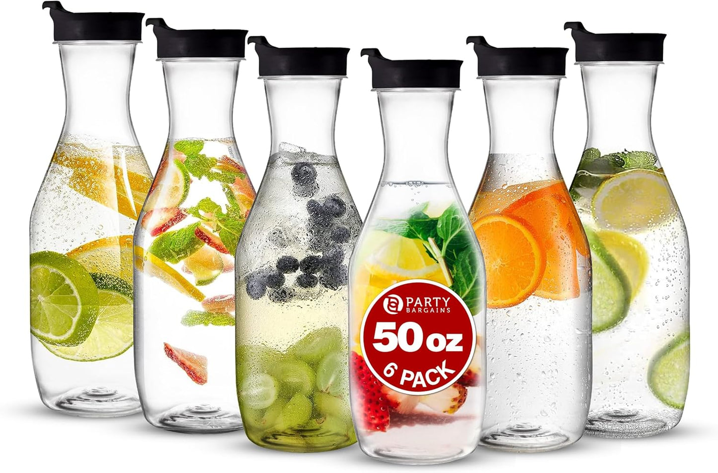 Party Bargains 50 oz Plastic Carafe with Lids for Cold Beverages