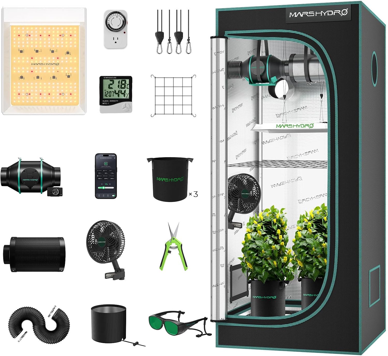 MARS HYDRO 2x2 Grow Tent Kit with Complete Ventilation System
