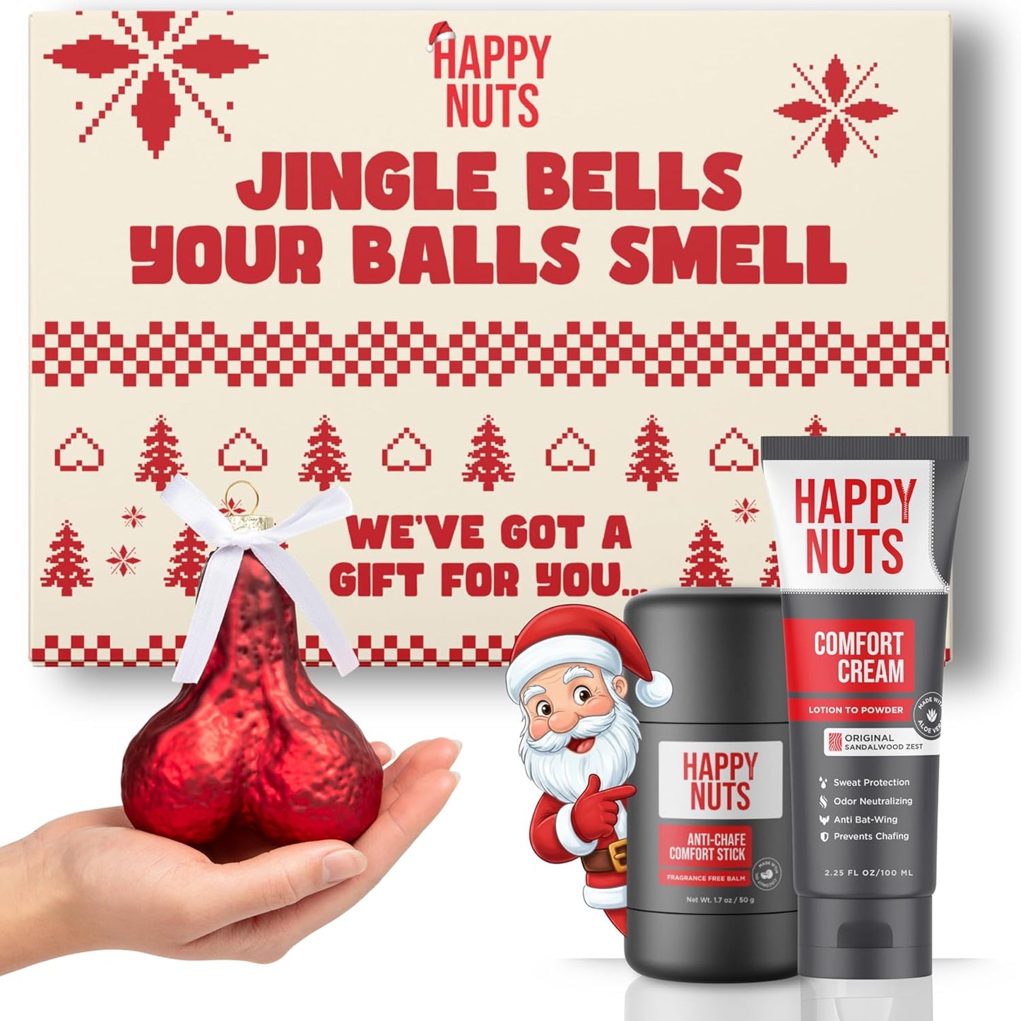 Happy Nuts Holiday Anti Chafing Deodorant Gift Bundle for Men