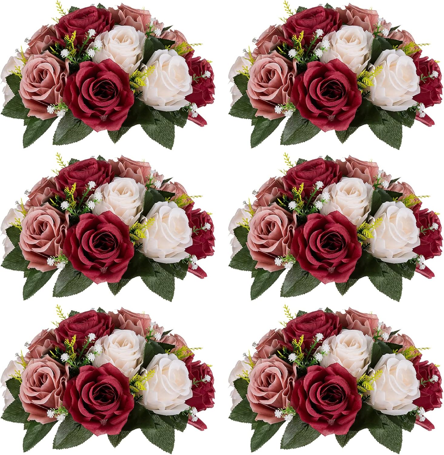 Nuptio Artificial Flower Centrepieces for Tables - 6 Pcs Set