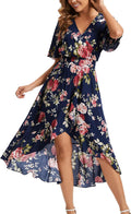 Kormei Womens Floral Maxi Dress High Low V-Neck for Parties