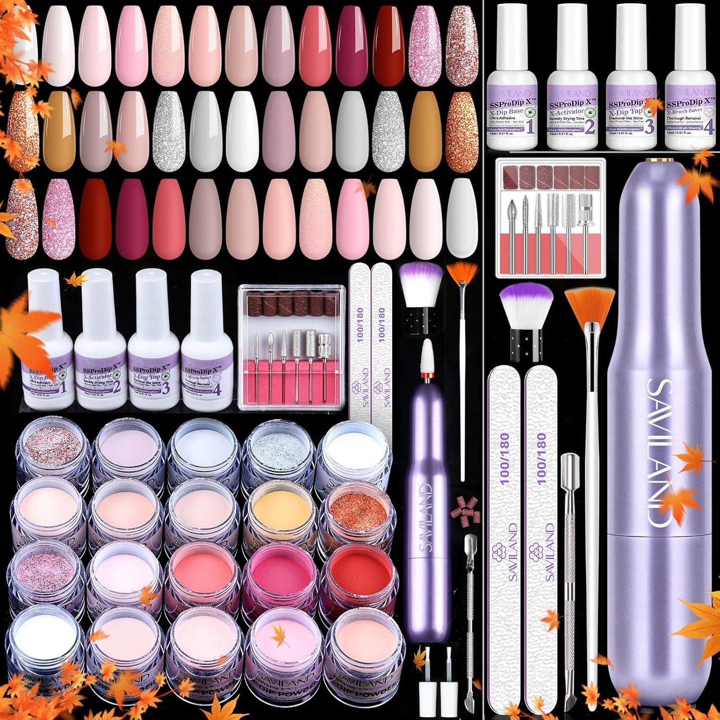 SAVILAND Dip Powder Nail Kit: 20 Colors for Stunning Nails