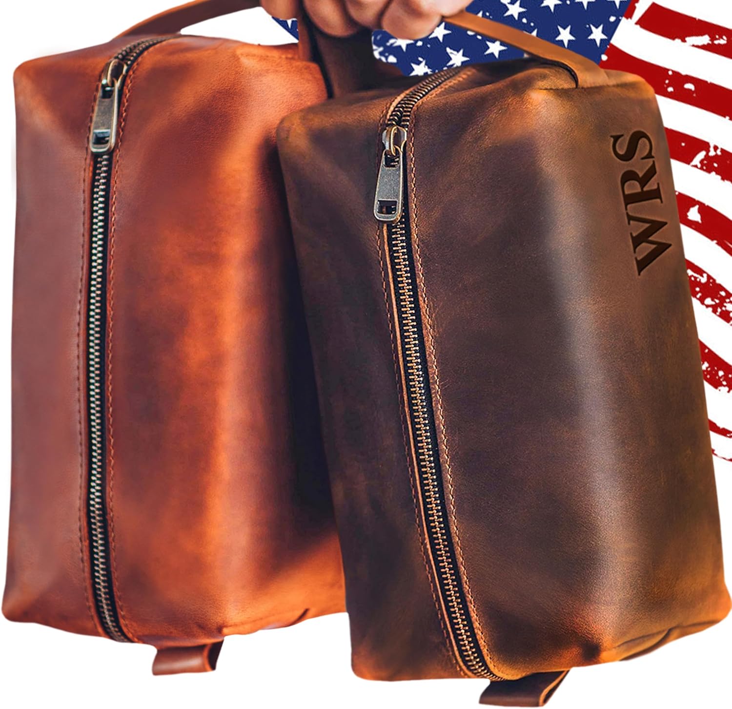 100% Genuine Leather Toiletry Bag for Men - Personalized Travel Kit