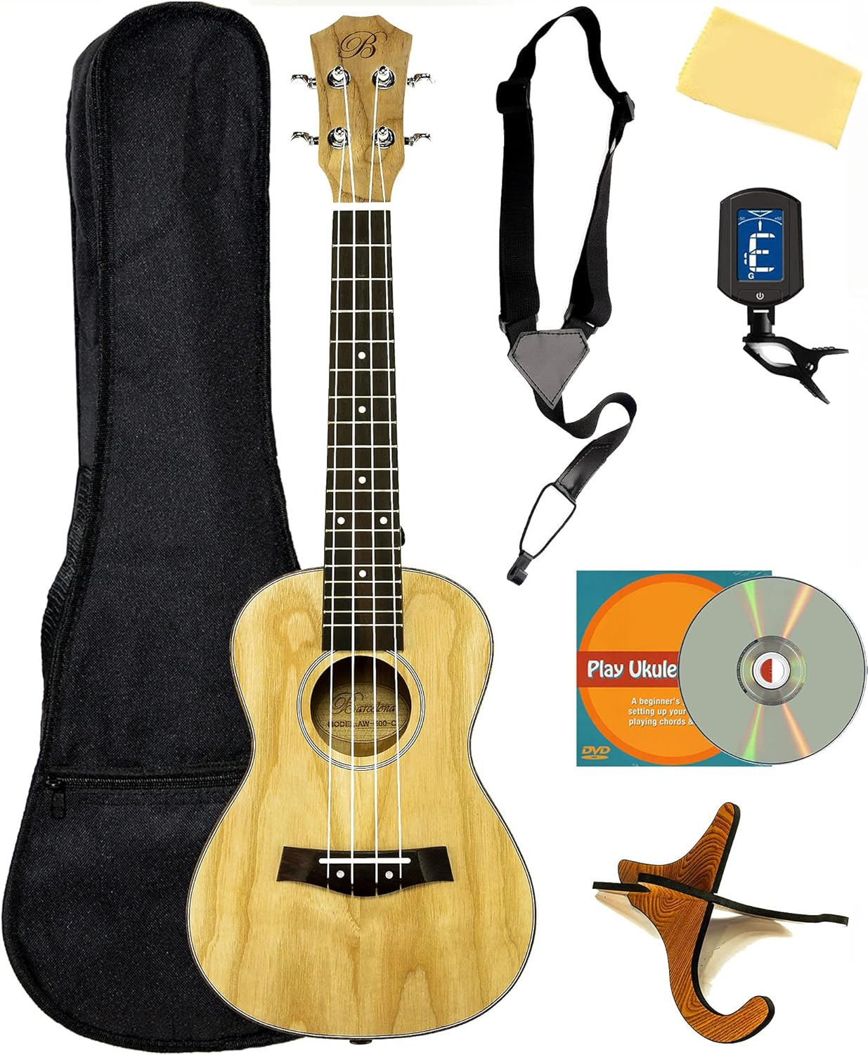 Barcelona Solid Top Ash Wood Concert Ukulele Bundle Review