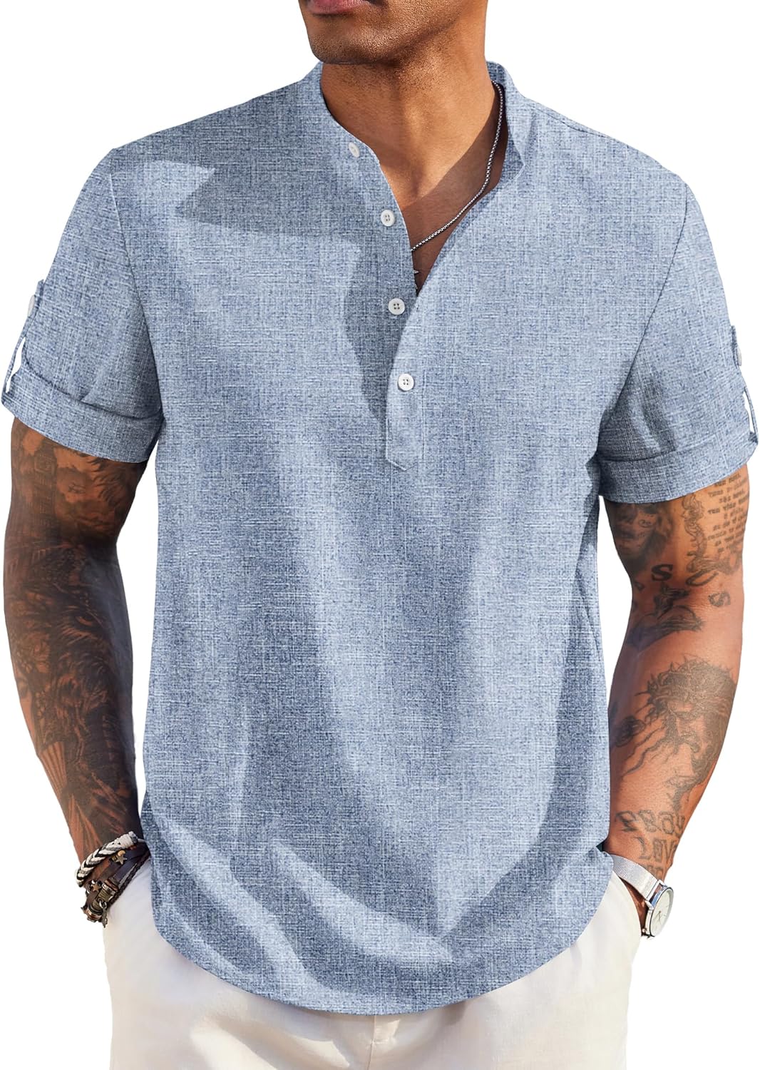 COOFANDY Men's Casual Henley Shirt for Summer Beach Style
