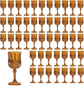 48PCS 7oz Amber Plastic Wine Glasses Flutes - Vintage Crystal Texture