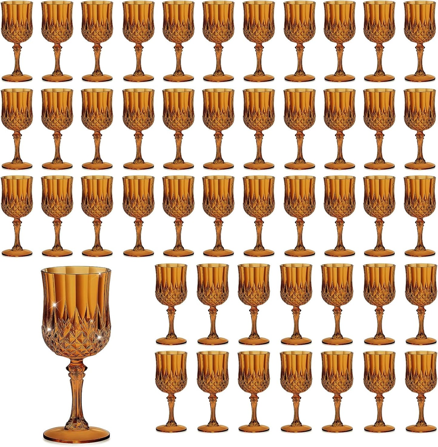 48PCS 7OZ Amber Wine Plastic Glasses for Weddings and Parties