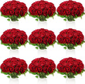 Jexine 100 Pieces Artificial Roses Bulk - Long Stem Realistic Red