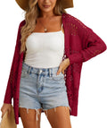 Women Summer Crochet Oversized Open Front Cardigan - Lightweight Boho