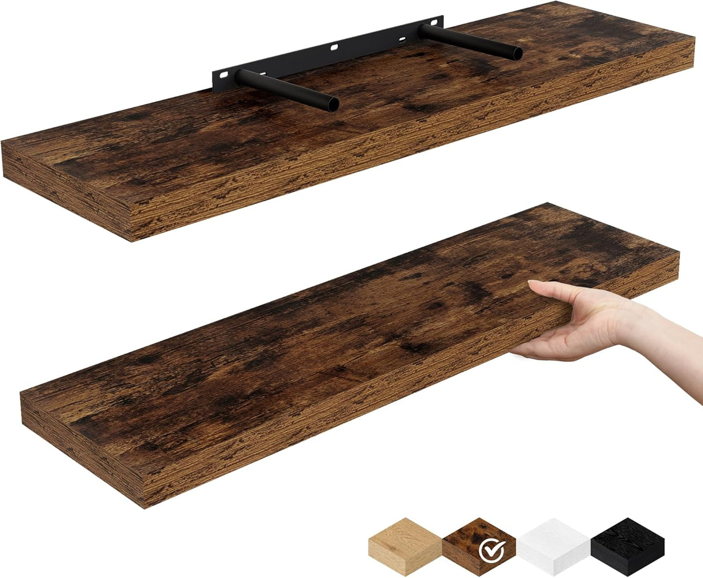 Floating Shelves for Wall - Rustic Wood Deep Wall Mounted Decor