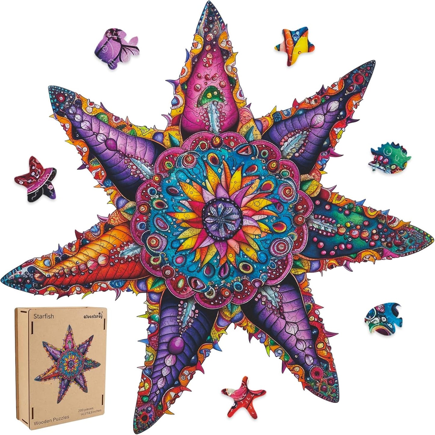 Qiuenisray Wooden Puzzles for Adults 500 Piece Starfish Ocean