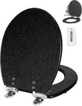 Round Black Starlight Glitter Resin Toilet Seat - Soft Close