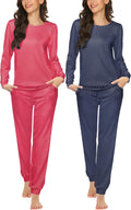 Ekouaer 2 Pack Women's Pajama Set Long Sleeve Top (Style GYQY)