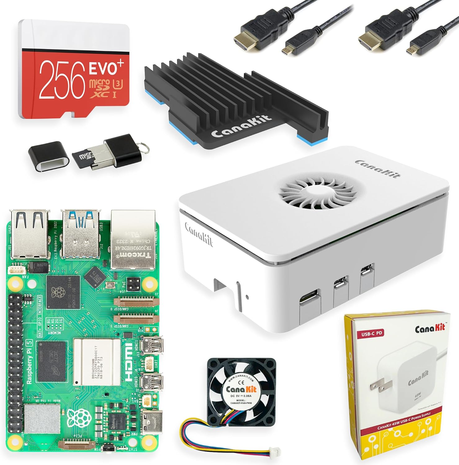 Raspberry Pi 5 Starter Kit MAX - Turbine White with 256GB Storage
