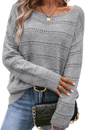 Women Boat Neck Crochet Sweater - Lightweight Fall 2025