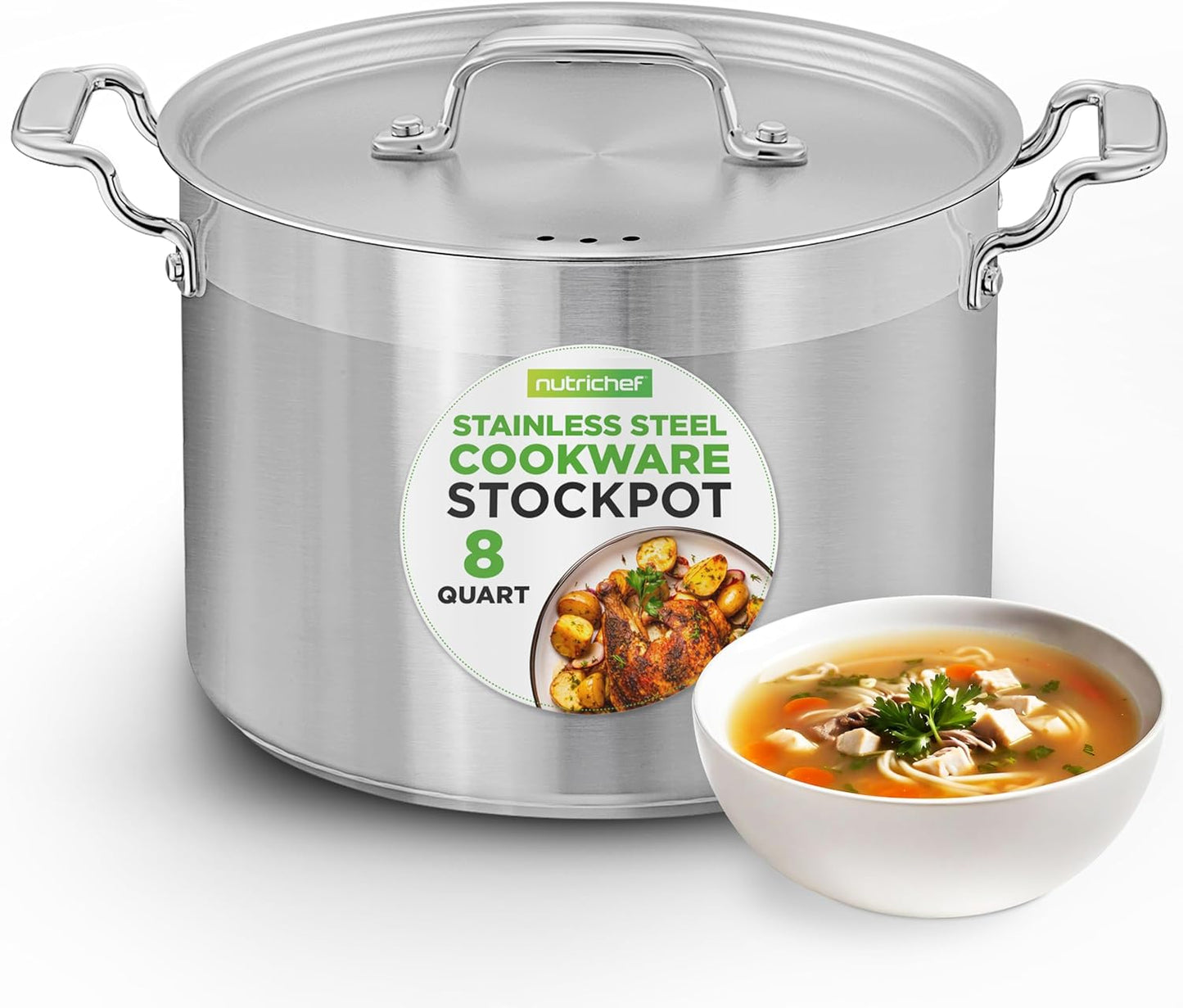 NutriChef 8 Qt Heavy-Duty Stockpot for Soups and Stews