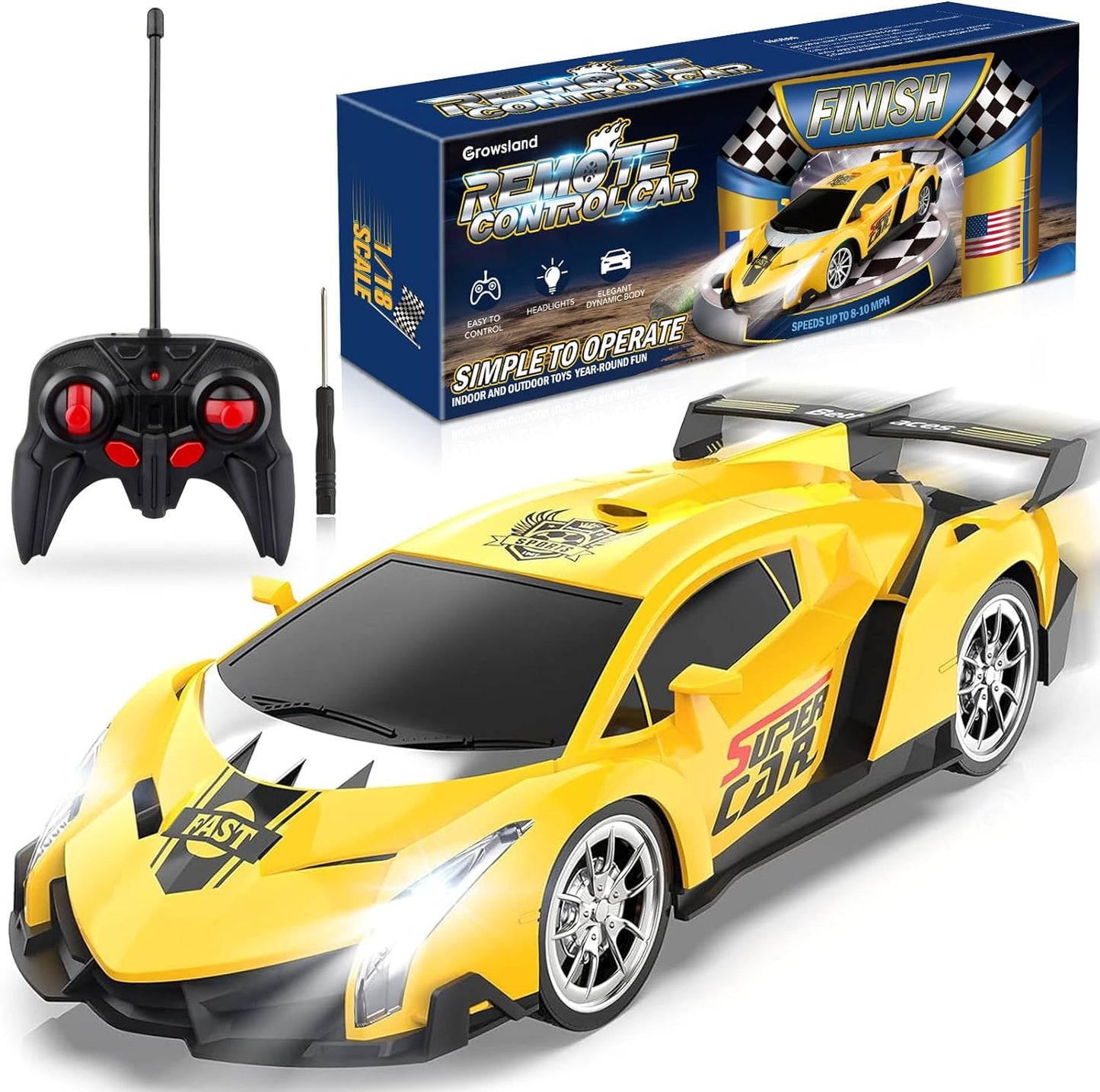 Growsland 2023 RC Car: Fast, Electric, & Flashy for Kids!