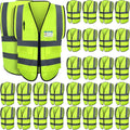 Leumoi 30 Pack Reflective Safety Vest with Pockets - High Visibility