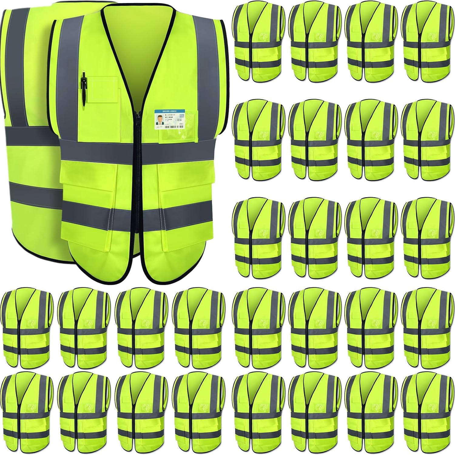 30 Pack Reflective Safety Vest for High Visibility Work Use