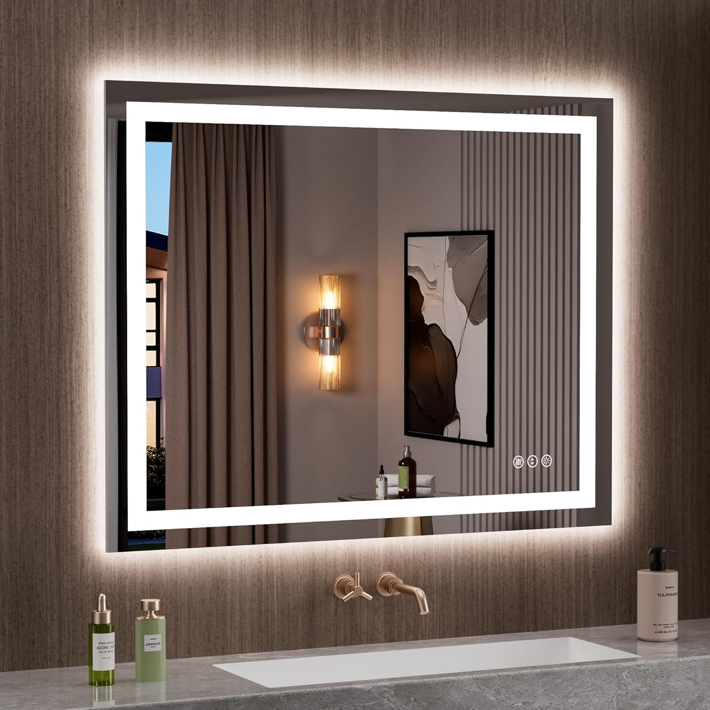 LED Bathroom Mirror with Lights, Anti-Fog, Dimmable Features