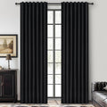 Unique 86 in Black Blackout Curtains for Bedroom - Farmhouse Linen
