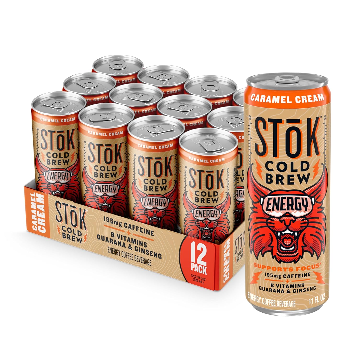 SToK Cold Brew Energy Caramel Cream Coffee with 195mg Caffeine