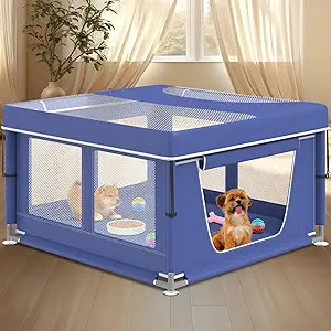 Dog Playpen 42 Inch for Small and Medium Dogs with Roof