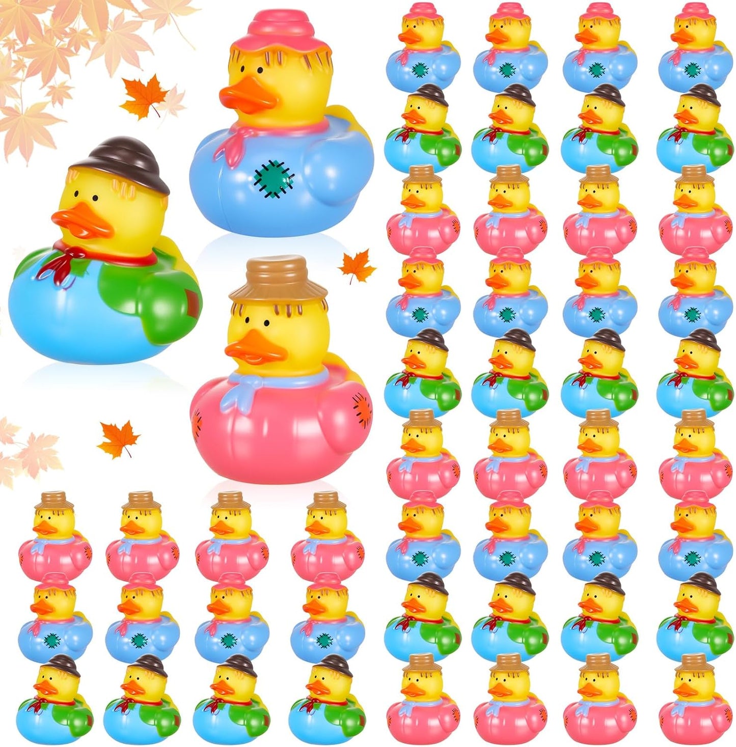 48 Pcs Scarecrow Rubber Ducks for Fall Thanksgiving Party Fun