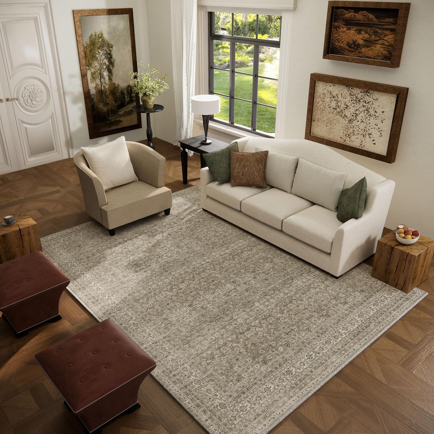 Washable Area Rugs for Living Room: Soft Non-Slip 5x7 Rug
